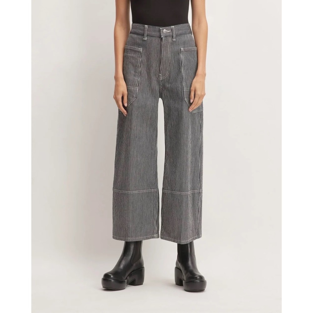 NWT Everlane The Way-High Gardener Cropped Jean Hickory Stripe Navy 25 Regular